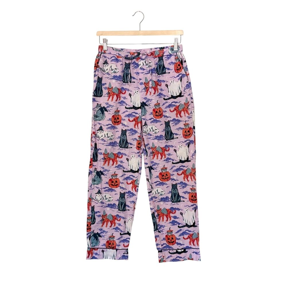 Printfresh Halloween Cat Ghost Pajama Pants XS Organic Cotton Sleepwear